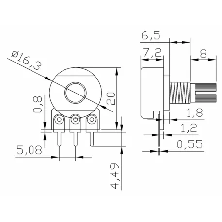 Potentiomètre B1K avec commande HI-600