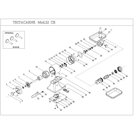 Écrou en aluminium hachoir à viande Fama 22...
