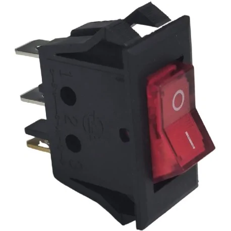 rocker switch 28x13mm red 1NO/lamp 250V 16A KCD3 Hi-600