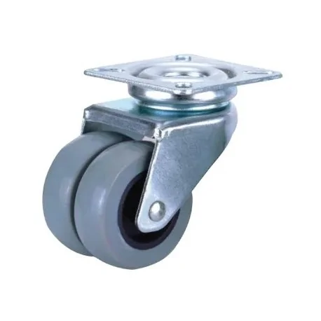 copy of Double swivel wheel grey nylon Ø50mm H70mm Base 60x60mm with brake