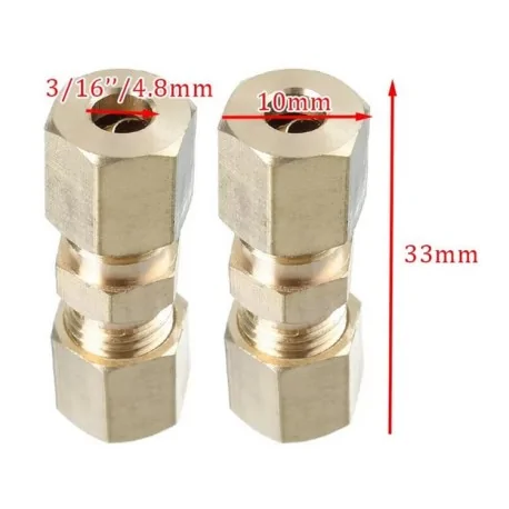 3/16" straight pipe union connector with ring