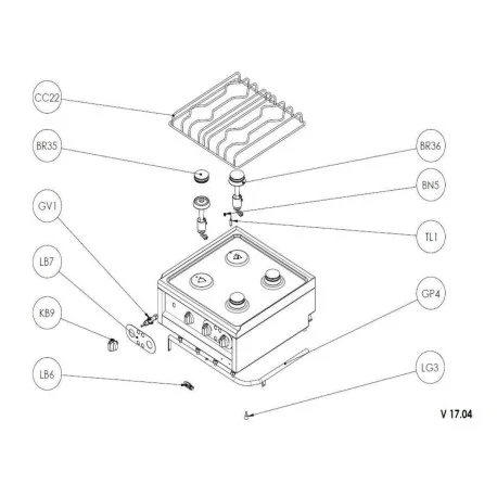 Rejilla Quemador cocina Ozti OSOG 60x60 Serie...