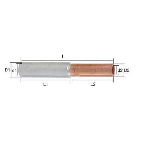 Copper tube union with aluminum L85mm