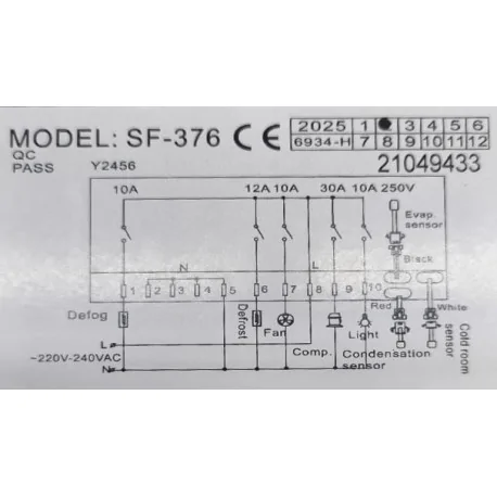 Termostato digital SF-376 220-240VAC  4 relés 3...