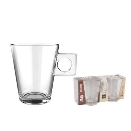 Set of 2 glass cups 210ml LIMA LISO
