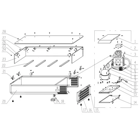 Rear glass VR-1400 Parts diagram number 27...