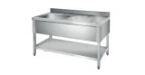 Detachable Industrial Sink 1 Bowl Left Side with Base and 1 Shelf 600 mm Deep