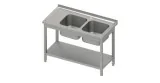 Detachable Industrial Sink 2 Bowls Right Side with Base and 1 Shelf 600 mm Deep