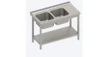 copy of Detachable Industrial Sink 2 Bowls Left Side with Base and 1 Shelf 600 mm Deep