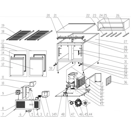 Encimera de granito para Mesa refrigerada PS900