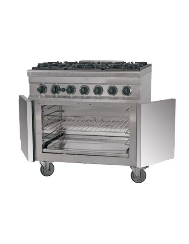 Cuisinière à gaz 6 feux sans four. Placard de rangement intégré. Série 700 GR763