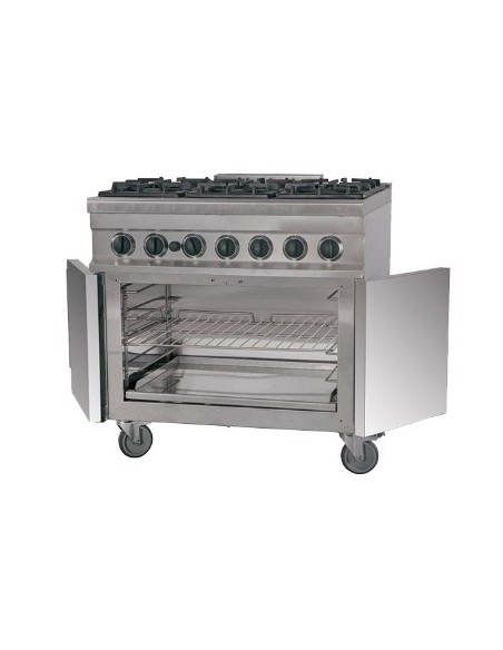 Cuisinière à gaz 6 feux sans four. Placard de rangement intégré. Série 700 GR763