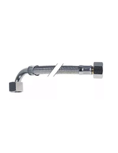 Stainless steel braided flexible hose straight-curved DN8 L 2000 mm 3/8" connections conical seal 520607