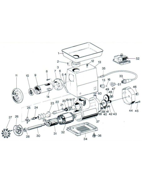 Drive shaft for meat mincer TC22MEC CGT 22 exploded view number 22