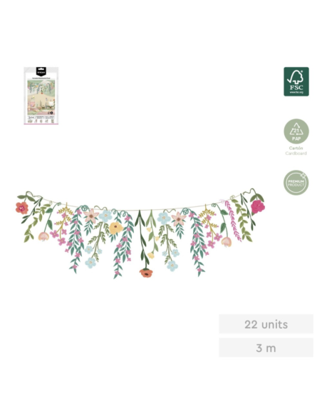 Cardboard garland of fairy flowers