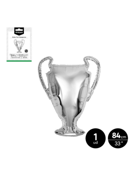 Globo Gigante Copa de Fútbol Plata 84 cm | Trofeo Champions Fiesta