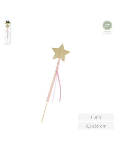 Golden glitter star wand FAIRIES