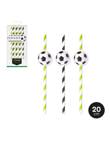 8 Cañitas de Colores con Balón de Fútbol | Accesorios Fiesta Infantil