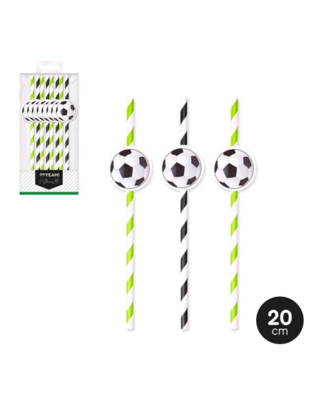 8 Cañitas de Colores con Balón de Fútbol | Accesorios Fiesta Infantil