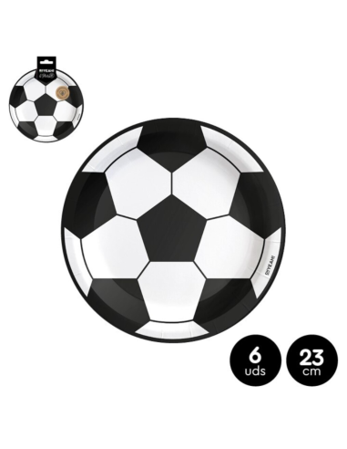 Assiette plate en carton 23 cm FOOTBALL (6 unités)