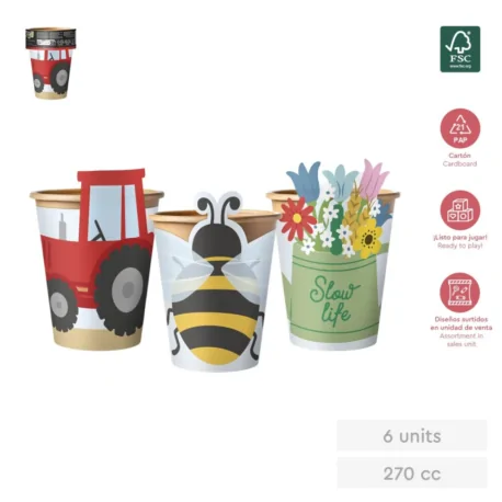 Cardboard cup with assorted sleeve 270cc - 9oz...