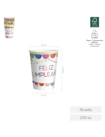 Vaso cartón 270cc - 9oz...