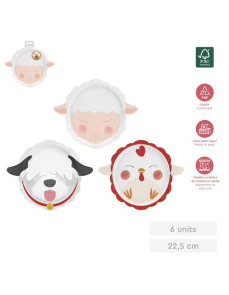 Assiettes plates en carton assorties 22,5 x 37 cm GRANJA (6 unités)