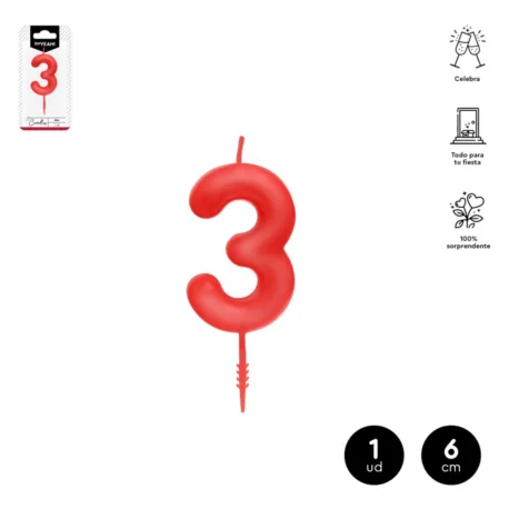 Vela de cera roja 6 cm