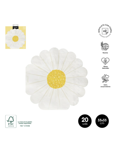 Serviettes en papier 2C en forme de fleur FERME 33x33 cm (20 unités)