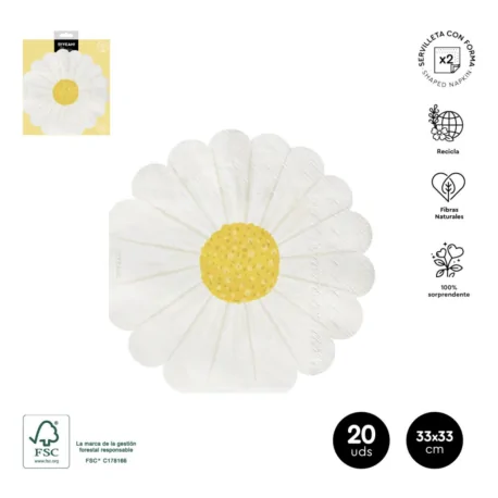 Servilleta papel 2C forma flor HADAS 33x33 cm...