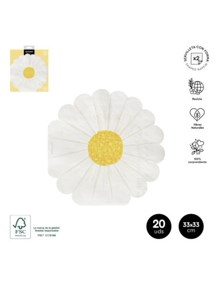 Paper napkins 2C flower shape FARM 33x33 cm (20 units)
