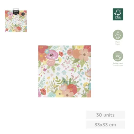 Servilleta papel 2C floral HADAS 33x33 cm (30 uds)