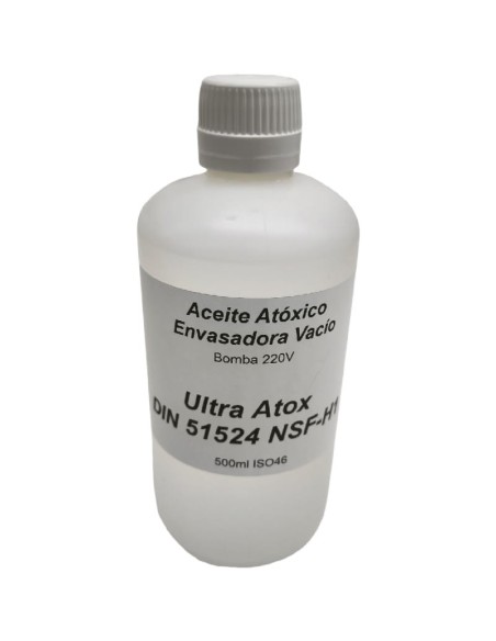 Aceite Atóxico 500 ml Ultra Atox ISO 46 Mineral blanco Envasadoras vacío 220VAC