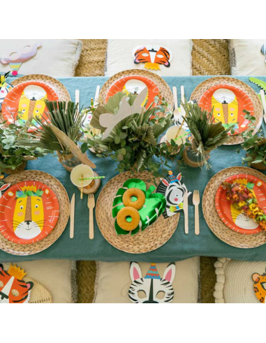 Assiette plate Feuille tropicale 20x22 cm (6 pièces) JUNGLE