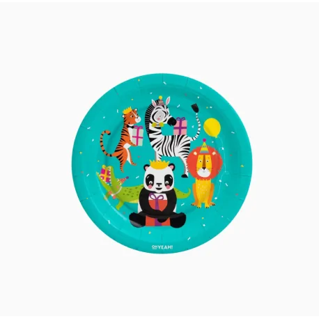Plato cartón llano postre 18 cm (8 uds) JUNGLE