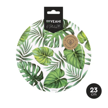 Plain cardboard plate 23 cm (6 units) JUNGLE