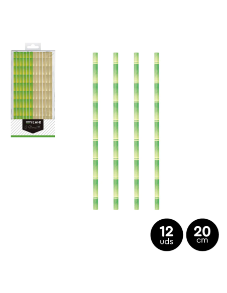 12 Pajitas de Papel Jungle 20 cm | Sostenibles y Decorativas