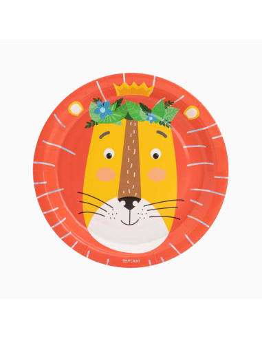 Assiette en carton uni 23 cm Lion (6 unités) JUNGLE