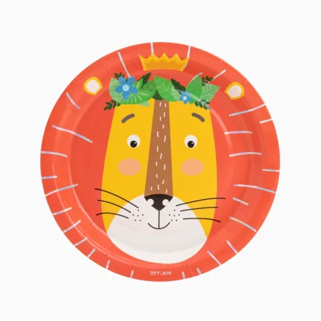 Plain cardboard plate 23 cm Lion (6 units) JUNGLE