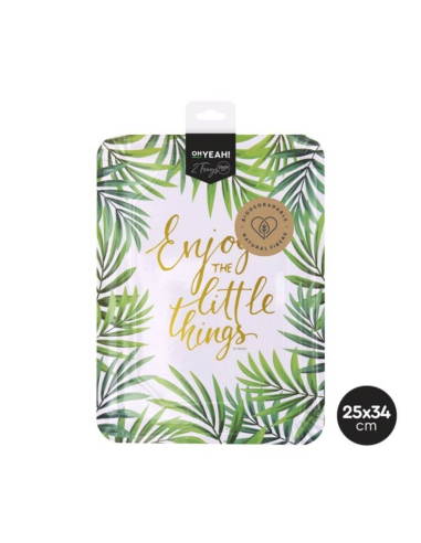 Plateau rectangulaire en carton à motif botanique 25 x 34 cm (2 unités) JUNGLE