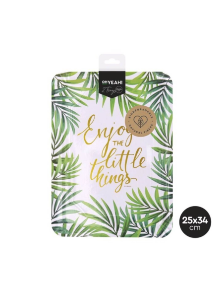 Plateau rectangulaire en carton à motif botanique 25 x 34 cm (2 unités) JUNGLE