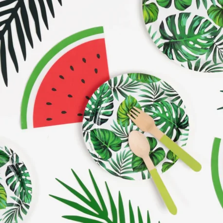 Assiette en carton uni 23 cm (6 unités) JUNGLE