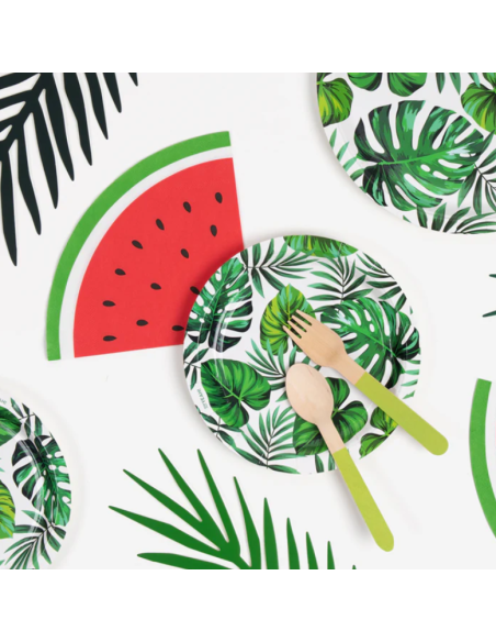 6 Platos de Cartón Llanos 23 cm Jungle | Vajilla Desechable Eco