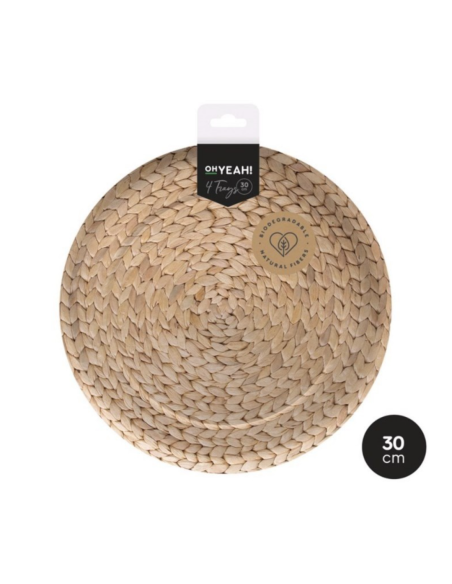 Plateau rond en carton nature 30 cm (4 unités) JUNGLE