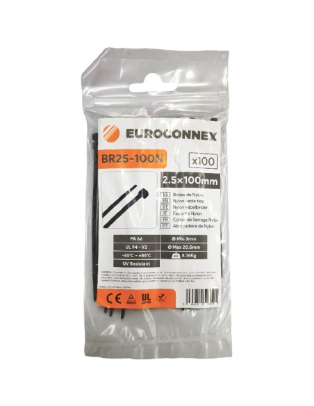 Brida Nylon Negra 100x2,5 mm 100 unidades BRN25-100N