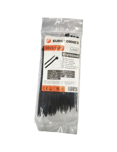 Collier de serrage en nylon noir 150x2,5 mm 100 unités BRN25-150N