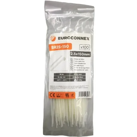 White Nylon Cable Tie 150x2.5 mm 100 units...