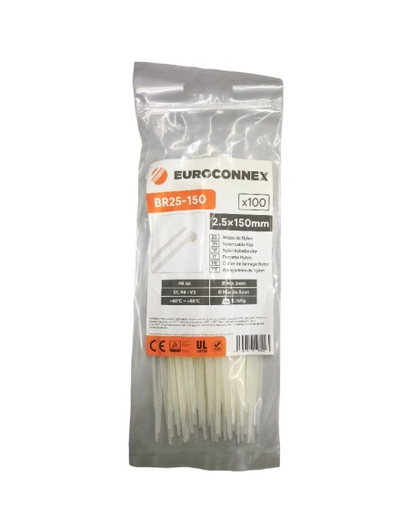 Brida Nylon Blanca 150x2,5 mm 100 unidades BR25-150