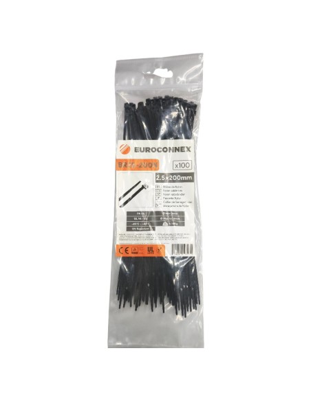 Black Nylon Cable Tie 200x2.5 mm 100 units BR25-200N