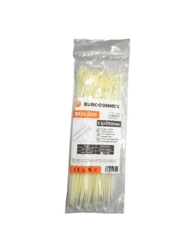 Brida Nylon Blanca 200x2,5 mm 100 unidades BR25-200